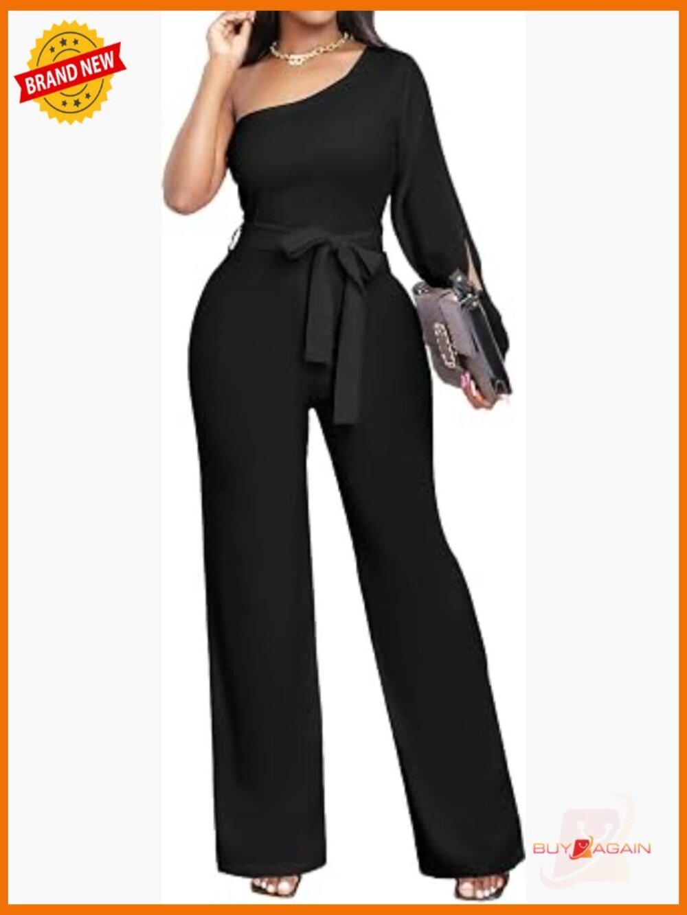 Elegant Off Shoulder Formal Jumpsuit with Zipper